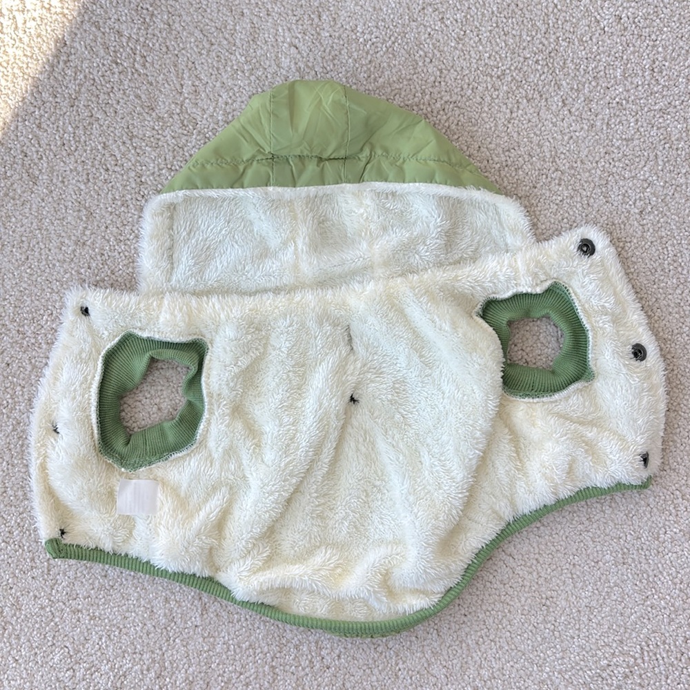 Grass Green, cream fuzzy lined puffer jacket - Picture 5 of 6